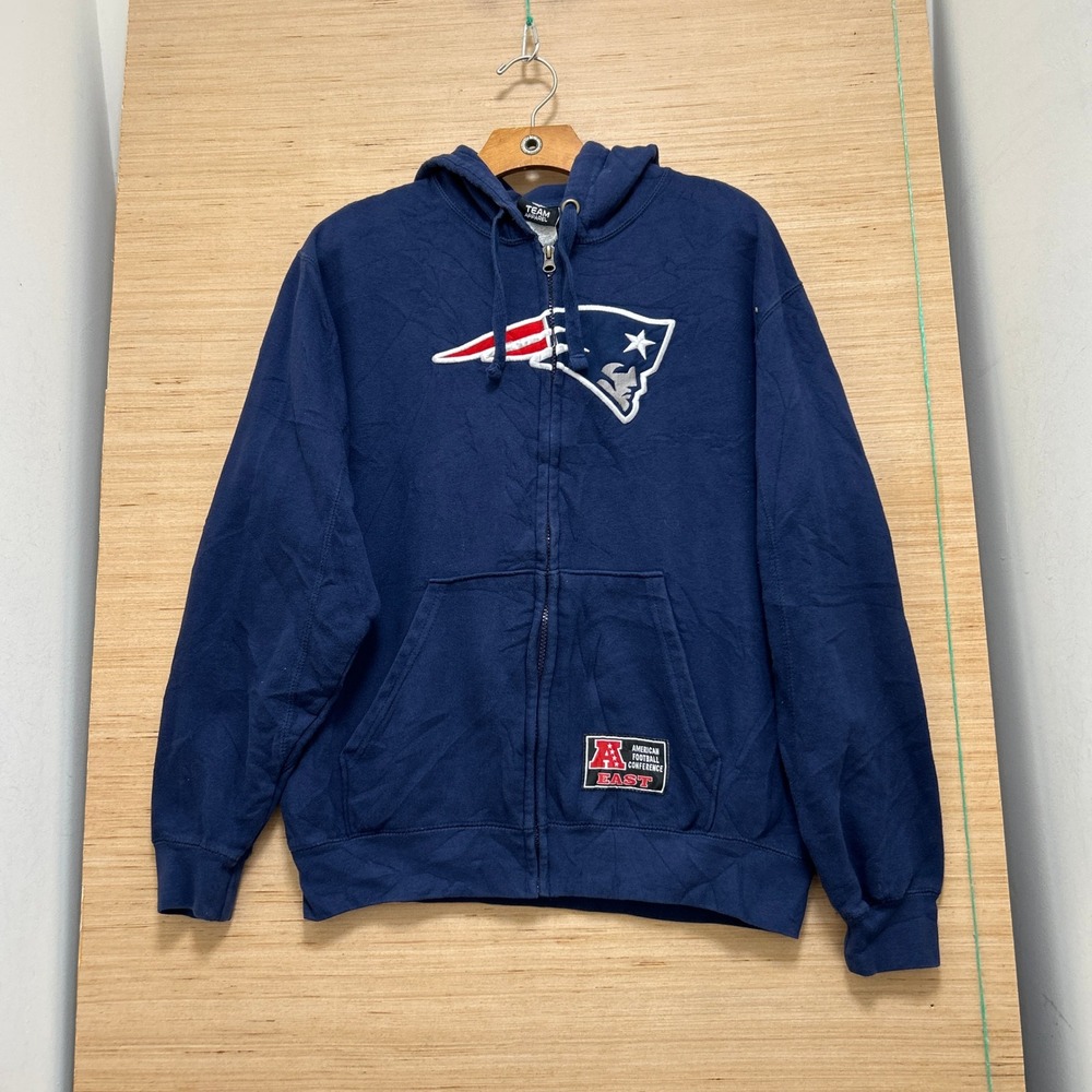 NFL Team Apparel New England Patriots Navy Blue Full Zip Hoodie AFC East Patch